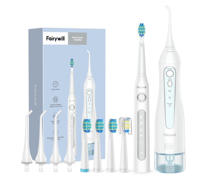 Fairywill FW5020EFW507-W with Smart Timer Water Floseer Oral irrigator Electric Toothbrush -White - Zoom Image 1