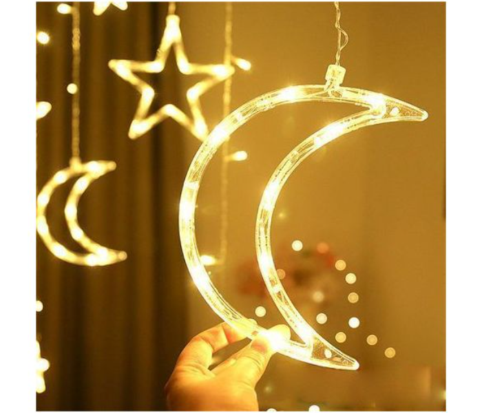 Star Moon Warm Led String Lights Curtain Decor Festival Lights with Battery and USB Charger - 3.5 Meter - Zoom Image 3