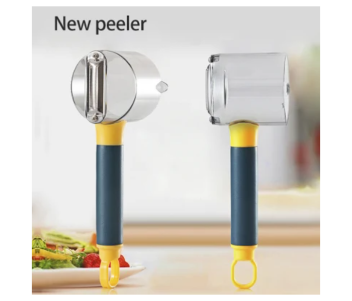 Set of 2 pc Super Grip Fruit and Vegetable Peeler with Container - Blue and Yellow - Zoom Image 1