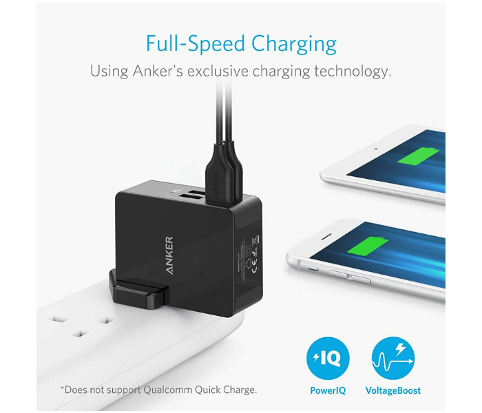 Anker A2042L11 PowerPort 4 Lite with Interchangeable UK and EU Travel Charger - Black - Zoom Image 4