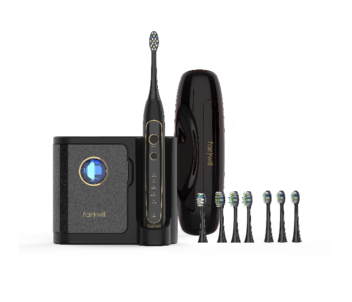 Fairywill FW2056 With Five Optional Mode UV Sanitizer Sonic Electronic Toothbrush -Black - Zoom Image 1