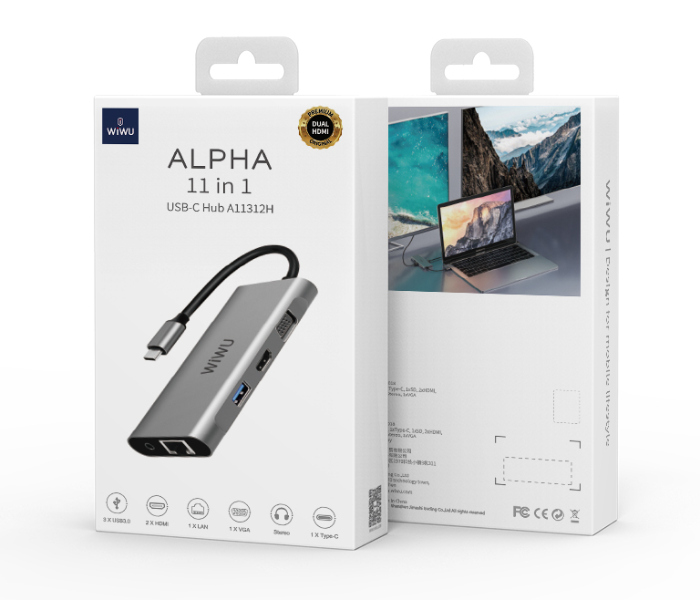 Wiwu A11312HG Alpha 11 In 1 USB-C Hub - Grey - Zoom Image 5