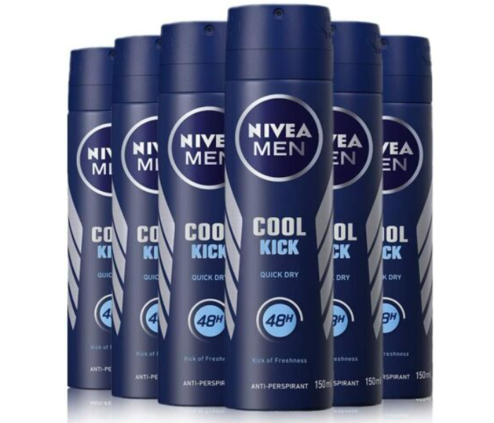 Nivea 150ml Cool Kick Deodorant Spray for Men- Pack of 6 - Zoom Image