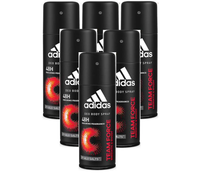 Adidas 150ml Team Force Deodorant Body Spray for Men - Pack of 6 - Zoom Image