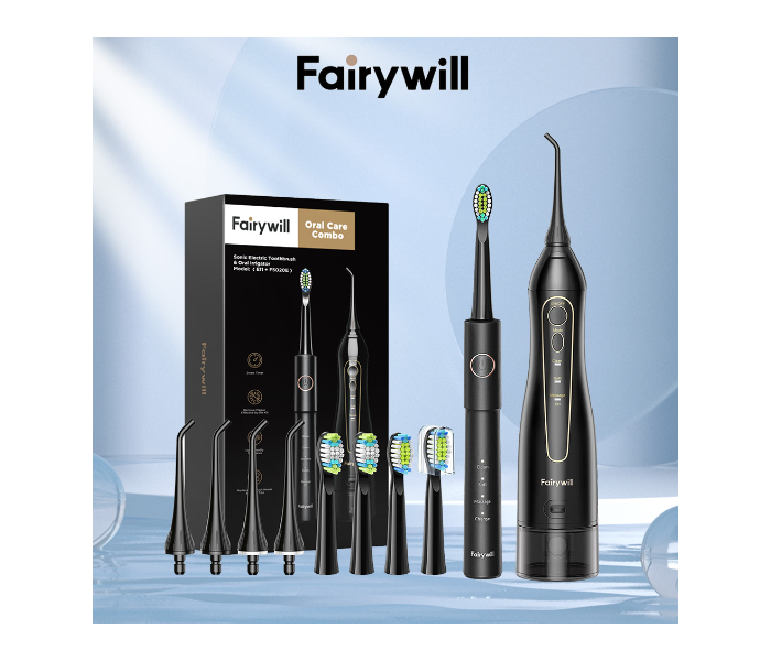 Fairywill FW5020EFWE11-B With Smart Timer Water Flosser Oral Irrigator Electric Toothbrush -Black - Zoom Image 1