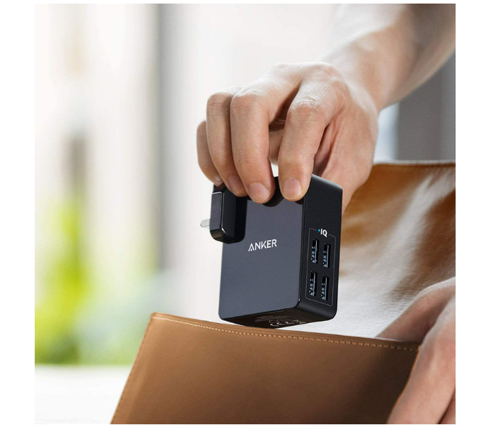 Anker A2042L11 PowerPort 4 Lite with Interchangeable UK and EU Travel Charger - Black - Zoom Image 2