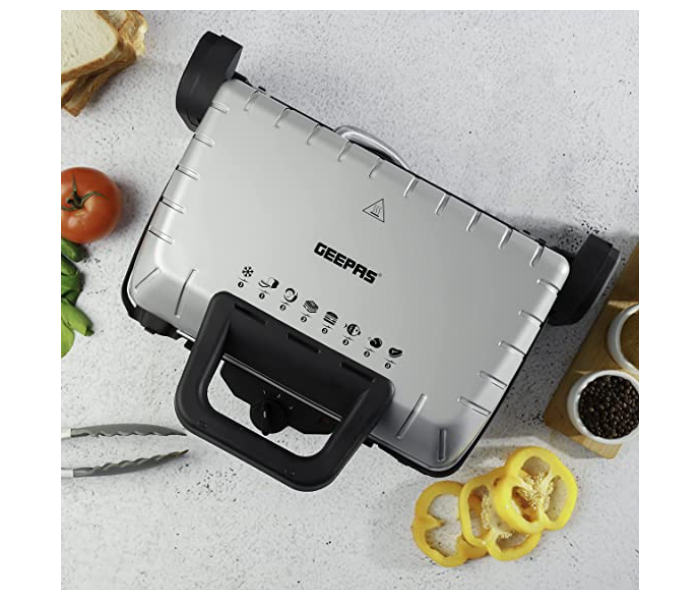 Geepas GGM5458 Non Stick Coating Plate Vertical Storage Overheat Protection 1460-1600W Multi functional Grill Maker-Silver  - Zoom Image 5