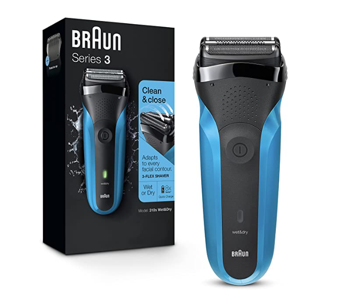 Braun SHAVER310S Wet And Dry Rechargeable Battery Powered Cordless Advanced German Engineering Water Proof Shaver For Men-Blue - Zoom Image 1