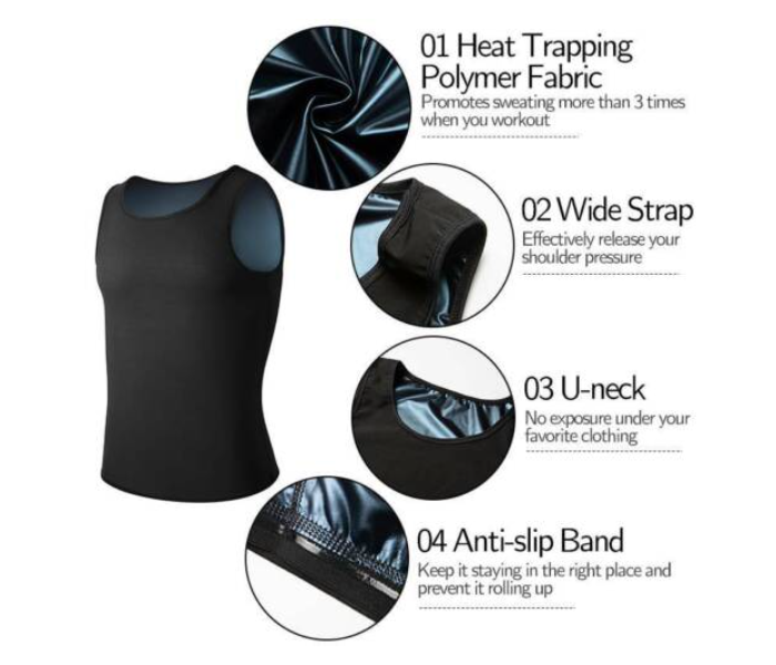 GTC 22000971 Sauna Vest for Men Workout Vest Sweat Enhancing Tank XL -Black - Zoom Image 3