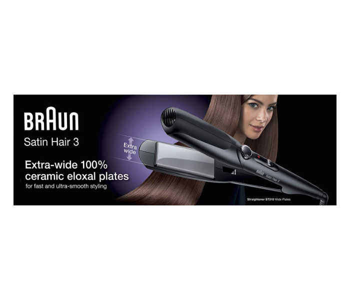 BRAUN ST310 Satin Corded Electric Wide Ceramic plates Hair Straightener-Black - Zoom Image 3