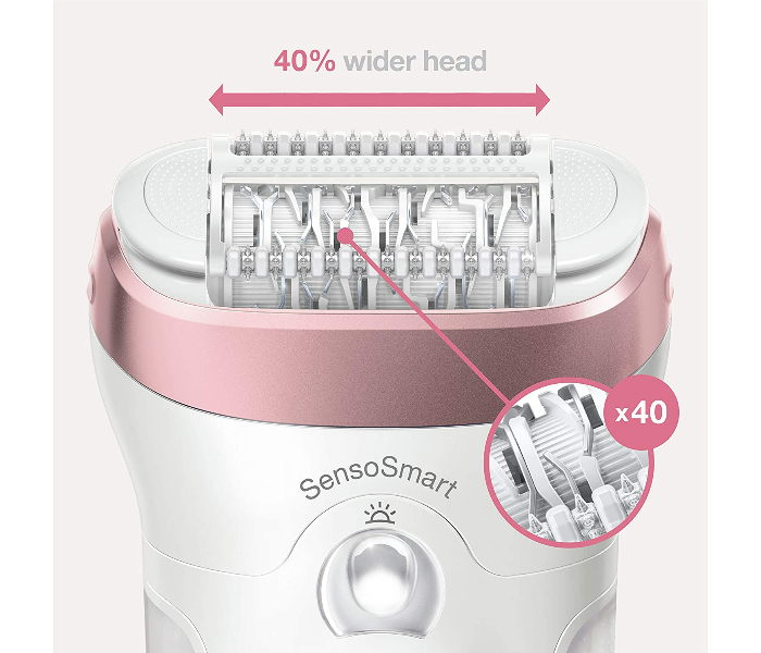 Braun SE9538 Rechargeable Cordless Extra Wide Epilation Head waterproof Wet And Dry Epilator-White - Zoom Image 3