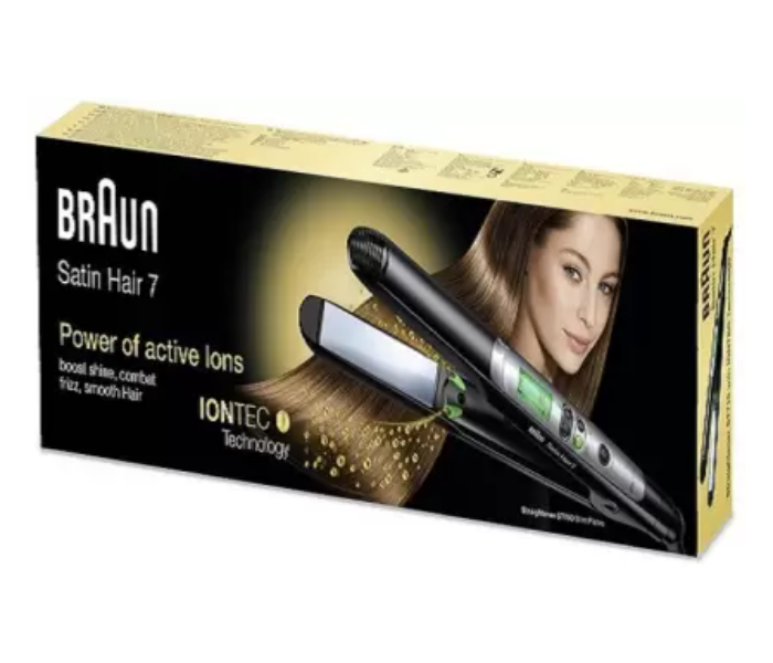 Braun ST710 Heat control 24mm Thick Ceramic Plates 2m long Cable Hair Straightener-Black - Zoom Image 2