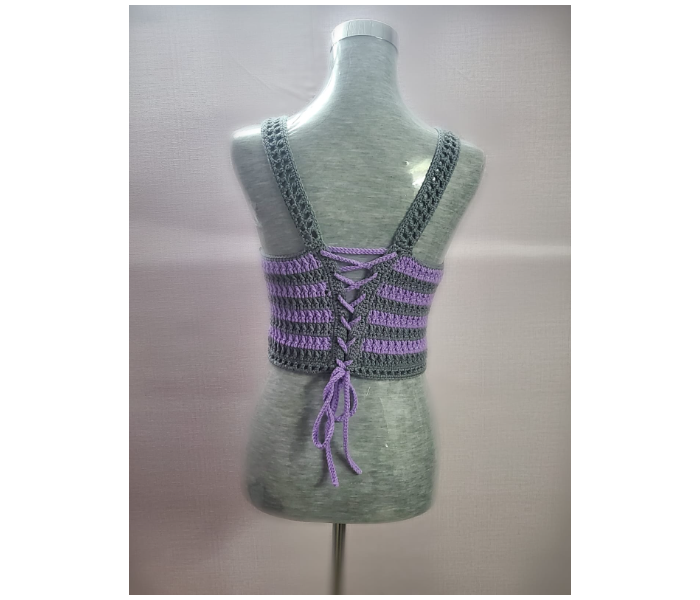 DC Creations CT001 Stylish And Comfortable Handmade Size L Cotton-Acrylic yarn Crop Top -Violet  - Zoom Image 2