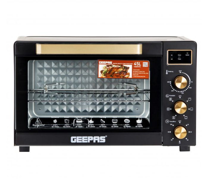 Geepas GO34056 Stainless Steel 60min Timer Rotisserie & Convection 45L Temperature Control Digital Multifunction Oven-Black  - Zoom Image 2