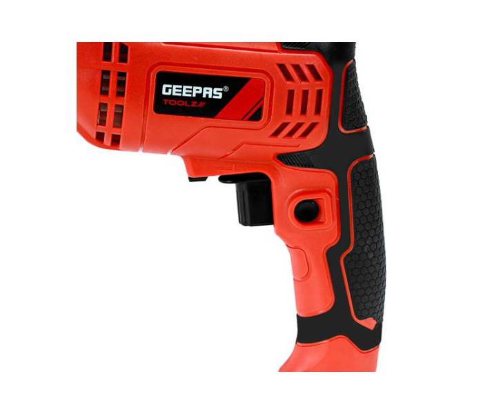 Geepas GRD0450-SA 4300RPM Support Handle Lock-On Switch Speed Adjustable Ergonomic Design 450W Percussion Drill-Red And Black - Zoom Image 5