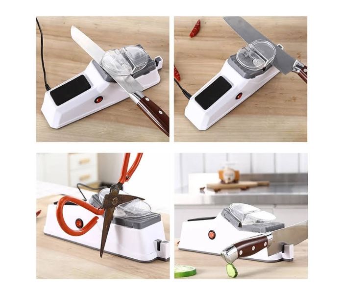 GTC 22000988 Ergonomic Design USB Multifunctional Fast and Automatic Electric Knife and Scissor Sharpeners -White - Zoom Image 4