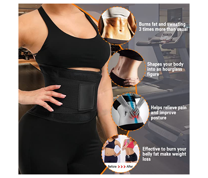 GTC 22001005  Elasticity Waist Cincher Corset Breathable Weight Loss Slimming Female Waist Trainer Belt Body Shaper Bustier Large -Black - Zoom Image 5