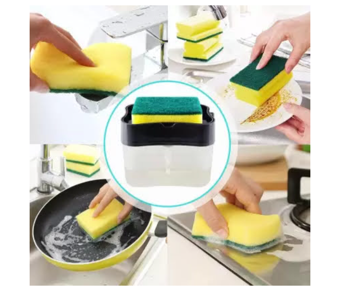 GTC 22000980 Sponge Holder Countertop Dish Washing Soap Dispenser Caddy For Kitchen Sink -Black - Zoom Image 4