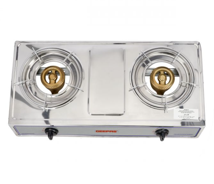 Geepas GGC31031 Stainless Steel High-Quality Electroplated Pan Support Cast Iron Double Gas Burner-Silver - Zoom Image 2