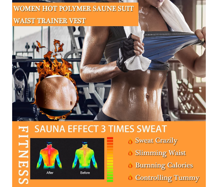 GTC 22000975 Weight Loss Sweat Top Sauna Shirt Vest for Women L -Black - Zoom Image 2