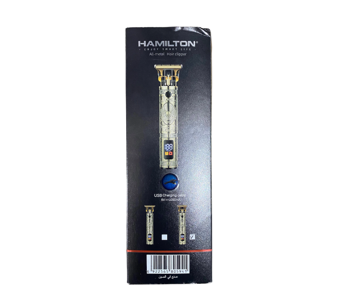 Hamilton HT-2281HC LED Display Metal Hair Clipper Trimmer -Gold and Gray - Zoom Image 1