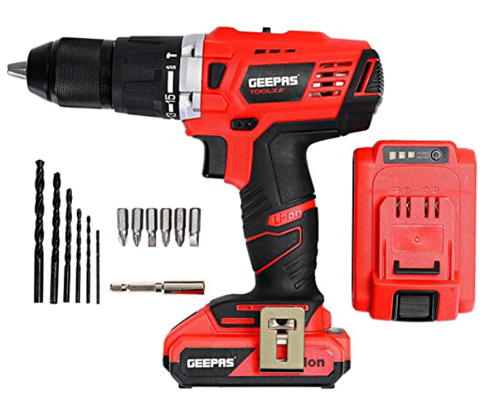 Geepas GPD1820C Rechargeable 18V Battery Capacity Fast Charging 18MM Percussion Drill -Red - Zoom Image 3