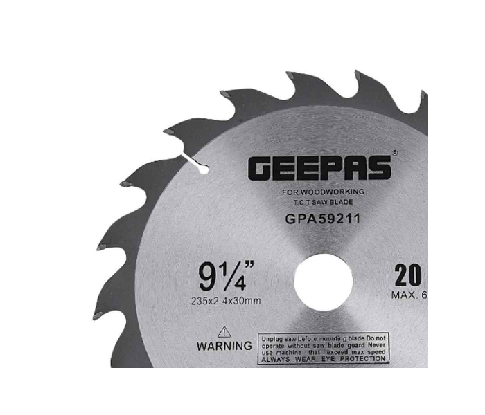 Geepas GPA59212 235mm Diameter 20 Teeth Circular Saw Blade-Silver - Zoom Image 2