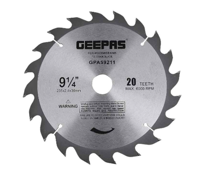 Geepas GPA59212 235mm Diameter 20 Teeth Circular Saw Blade-Silver - Zoom Image 1