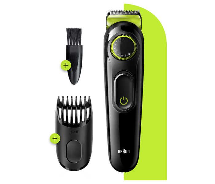 BRAUN BT3221 Rrechargeable cordless Unisex Beard Trimmer-Black and Green - Zoom Image 2