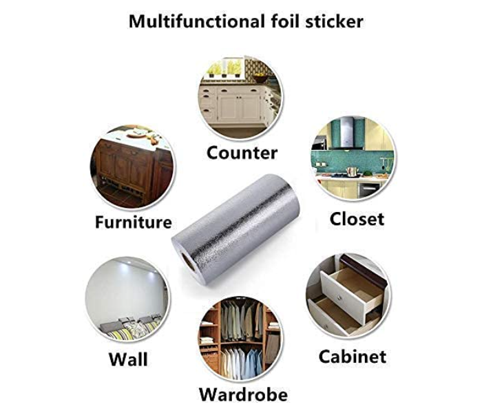 GTC 22001007 Anti-Mold and Heat Resistant Oil Proof And Waterproof Auminium Foil Wallpaper for Walls Cabinets Drawers Of 60 x 500 CM -Silver - Zoom Image 6