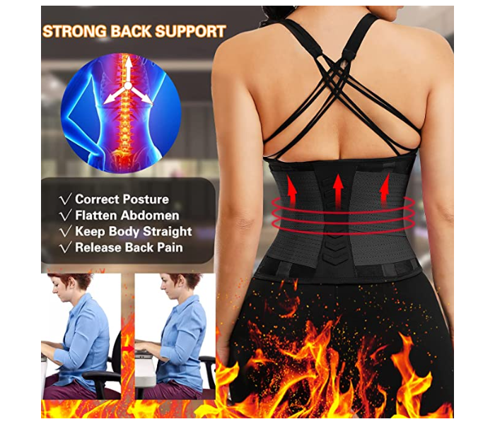 GTC 22001005  Elasticity Waist Cincher Corset Breathable Weight Loss Slimming Female Waist Trainer Belt Body Shaper Bustier Large -Black - Zoom Image 4