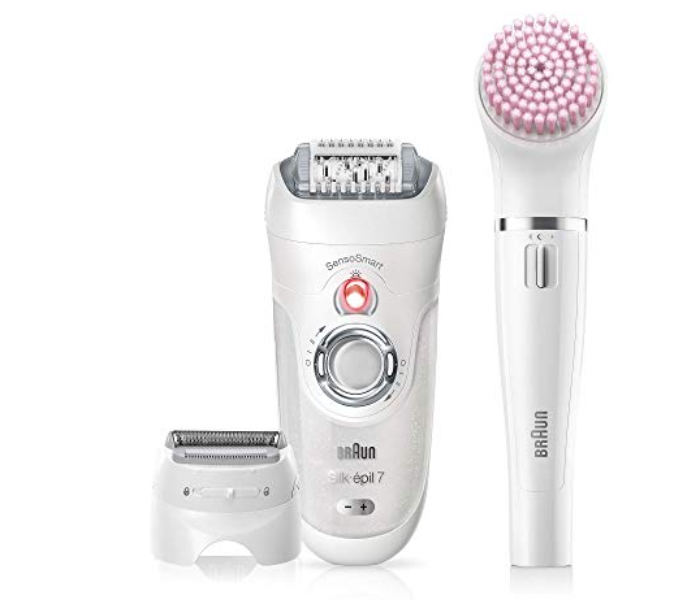 BRAUN SES7875BS Cordless Regular use 5 In 1 Beauty Set Epilate Shave Trim Cleanse Exfoliate Epilator-White - Zoom Image