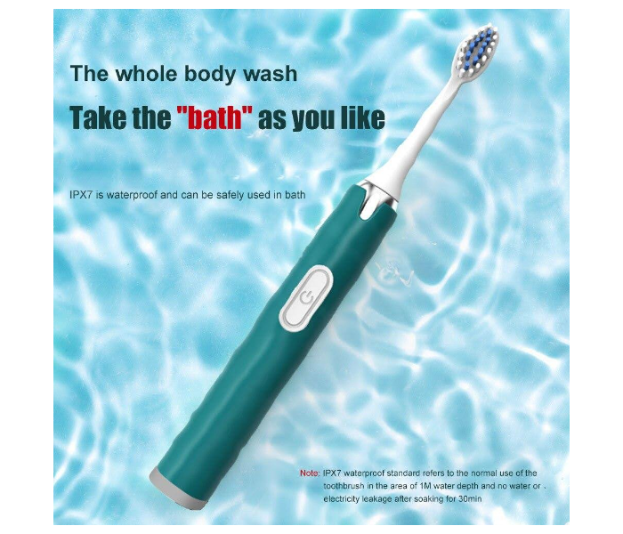 GTC 22000986 Fashionable and Convenient Sonic Electric Toothbrush With 2 Replacement Toothbrush Heads -Green - Zoom Image 3