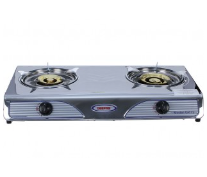 Geepas GK73-BS 120mm +100mm size stainless steel Auto ignition Double Gas burner- Silver - Zoom Image