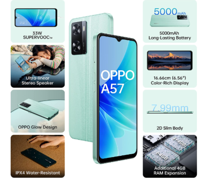 Oppo A57 4GB 64GB - Glowing Green - Zoom Image 6