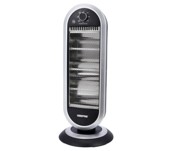 Geepas GQH28523 Automatic Tip-Over Protection Wide angle oscillating 1200W Heating Power Quartz Heater-Black And Silver - Zoom Image 1