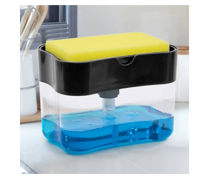 GTC 22000980 Sponge Holder Countertop Dish Washing Soap Dispenser Caddy For Kitchen Sink -Black - Zoom Image 1