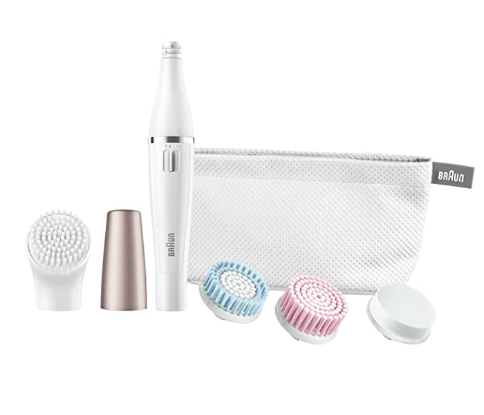 Braun FACE851 Battery Powered 4 Facial Cleansing Brushes Mini 349 g Electric Hair Removal Facial Epilator- White - Zoom Image