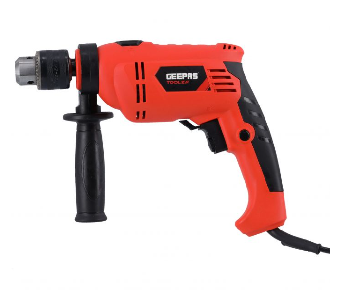 Geepas GPD0710-SA Powerful Motor 360° auxiliary ergonomic handle Percussion Drill- Red and Black - Zoom Image 1