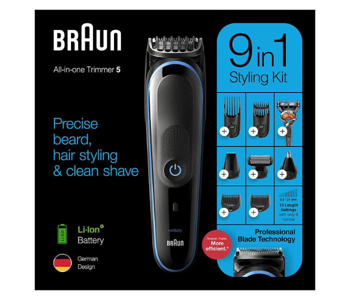 Braun MGK5280 Rechargeable All in one  Body Groomer Detail Trimmer-Blue And Black - Zoom Image 3