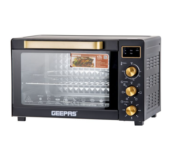 Geepas GO34056 Stainless Steel 60min Timer Rotisserie & Convection 45L Temperature Control Digital Multifunction Oven-Black  - Zoom Image 1