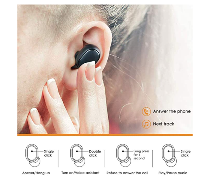 Trands TR-TWS37 2.4GHz Frequency Better Capacity Wireless Earbuds -Black - Zoom Image 2