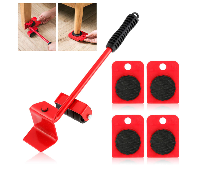 GTC 22000999 Convenient Moving Tool Heavy Move 5Pcs Furniture Lifter Mover Tool Set -Red - Zoom Image 1