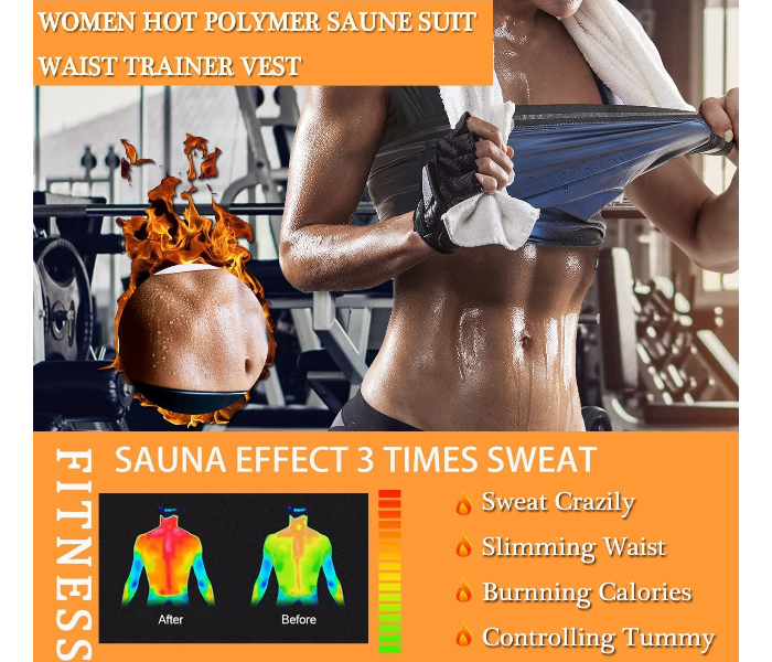 GTC 22000976 Weight Loss Sweat Top Sauna Shirt Vest for Women XL -Black - Zoom Image 2