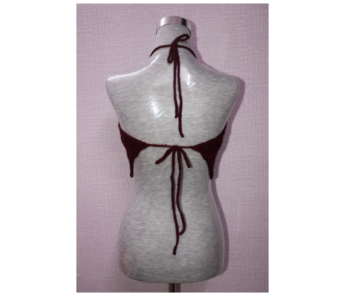 DC Creations CT001 Stylish And Comfortable Handmade Size M Cotton-Acrylic yarn Halter Top -Maroon - Zoom Image 3