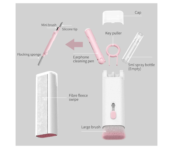 Trands TR-CK1546 Suitable for Cleaning Digital Products 7 in 1 Cleaner Set -White - Zoom Image 2