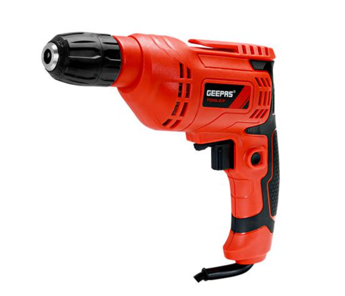 Geepas GRD0450-SA 4300RPM Support Handle Lock-On Switch Speed Adjustable Ergonomic Design 450W Percussion Drill-Red And Black - Zoom Image 1