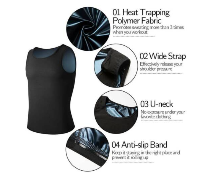 GTC 22000970 Sauna Vest for Men Workout Vest Sweat Enhancing Tank Large to XL -Black - Zoom Image 2