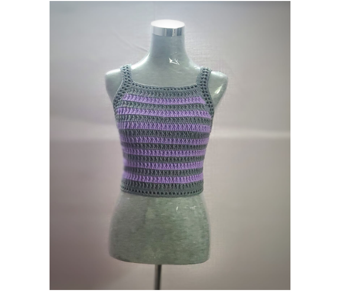 DC Creations CT001 Stylish And Comfortable Handmade Size L Cotton-Acrylic yarn Crop Top -Violet  - Zoom Image 1