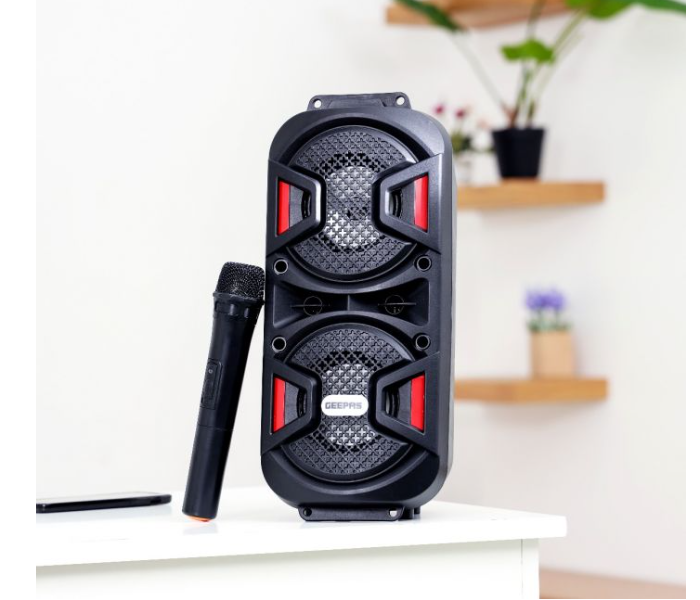 Geepas GMS11187 Rechargeable Portable wireless stereo Bluetooth Function Remote control Speaker-Black - Zoom Image 1